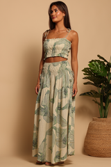 Rosy Brown Luna Skirt in Palm Stitchwork Maxi Skirt