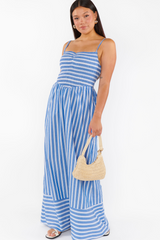 Dixie Maxi Dress in Coastal Blue Stripe