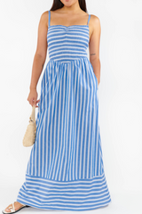 Dixie Maxi Dress in Coastal Blue Stripe