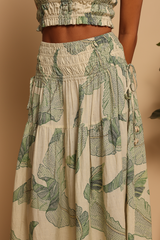 Dim Gray Luna Skirt in Palm Stitchwork Maxi Skirt