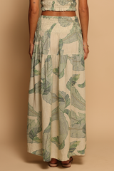 Rosy Brown Luna Skirt in Palm Stitchwork Maxi Skirt