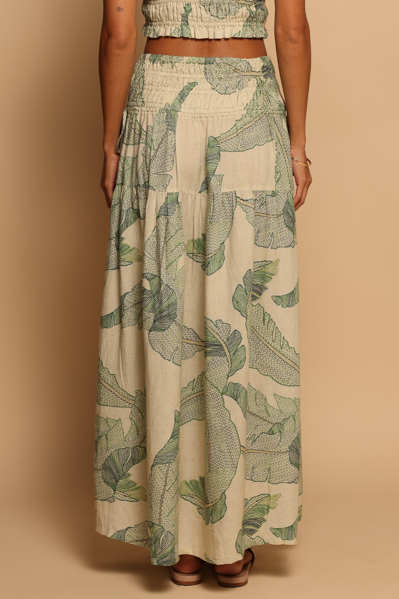 Rosy Brown Luna Skirt in Palm Stitchwork Maxi Skirt