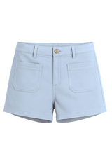 Light Steel Blue Carlisle High Rise Patch Pocket Short Short