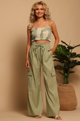 Rosy Brown Cargo Linen Pant Pant