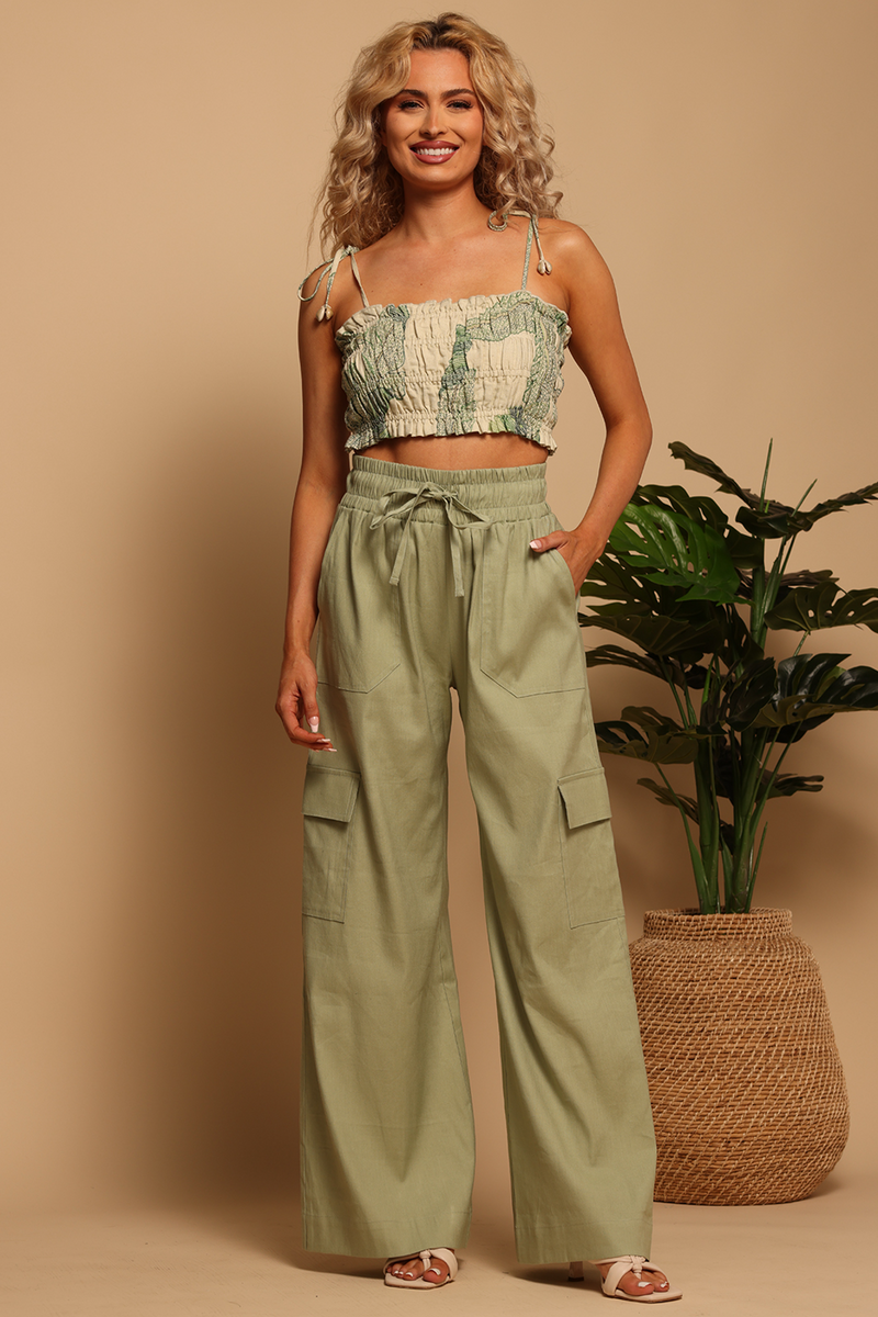 Rosy Brown Cargo Linen Pant Pant