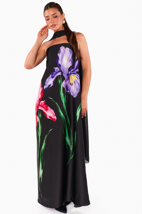 Dark Slate Gray Renee Maxi Dress in Wild Iris Maxi Dress