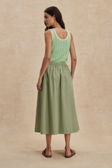 Tan Cambria Skirt Midi Skirt