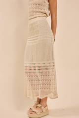 Wheat Dya Crochet Knit Midi Skirt Midi Skirt
