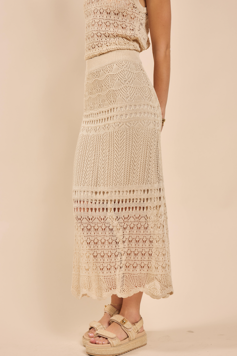 Wheat Dya Crochet Knit Midi Skirt Midi Skirt