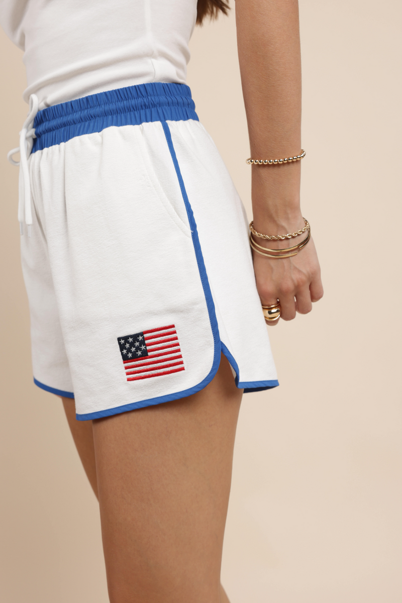Light Gray Patriotic Flag Shorts Short