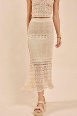 Wheat Dya Crochet Knit Midi Skirt Midi Skirt