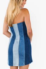 Coronado Corset Dress in Shady Indigo Stripe