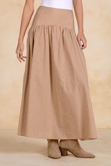 Tan The Nantucket Stripe Maxi Maxi Skirt