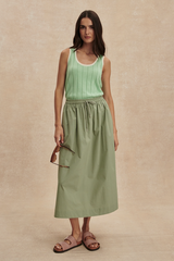 Tan Cambria Skirt Midi Skirt