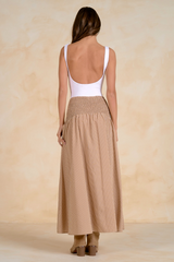 Tan The Nantucket Stripe Maxi Maxi Skirt