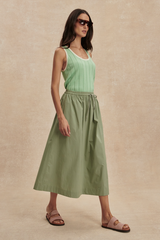 Tan Cambria Skirt Midi Skirt