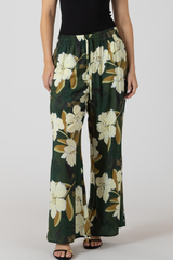 Light Gray Wide Leg Flowy Pants in Palm Blossom Pant