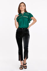 Dark Slate Gray Jeanne Super High Rise Crop Flare Pant