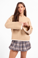 Angelina Cuff Slit Crew Neck