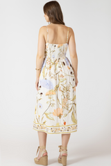 Lavender Smocked Detail Midi Dress in Vintage Garden Midi Dress