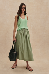 Tan Cambria Skirt Midi Skirt
