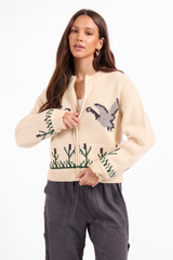 White Smoke Songbird Zip Sweater Sweater