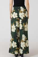 Light Gray Wide Leg Flowy Pants in Palm Blossom Pant