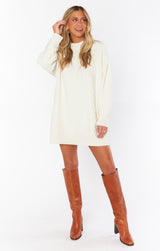 White Smoke Canyon Tunic Sweater Mini Dress