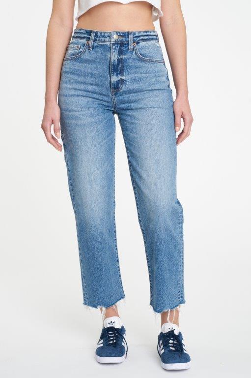 Beige Sundaze Utility Crop High Rise Straight Jeans