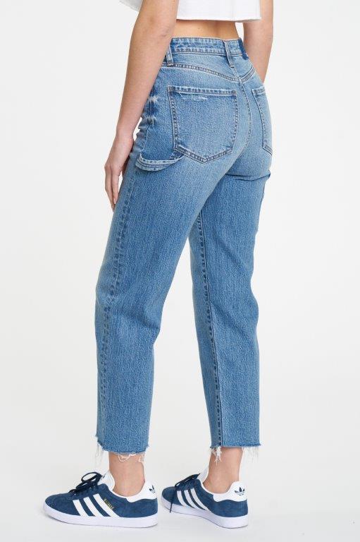 Steel Blue Sundaze Utility Crop High Rise Straight Jeans