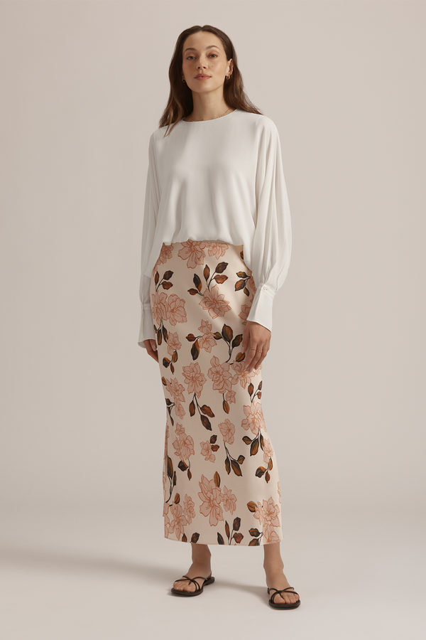 Gray The Josie Skirt in Bare Roses Midi Skirt