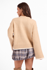Angelina Cuff Slit Crew Neck
