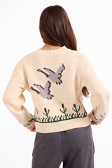 White Smoke Songbird Zip Sweater Sweater