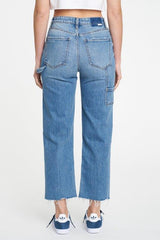 Steel Blue Sundaze Utility Crop High Rise Straight Jeans
