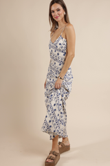 Gray Great Springs Printed Maxi Dress in Ivory Navy Maxi Dress