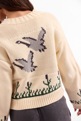 White Smoke Songbird Zip Sweater Sweater
