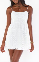 White Smoke Out of Town Mini Dress Mini Dress
