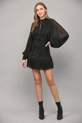 Dark Gray Victoria Lace Mini Dress Mini Dress