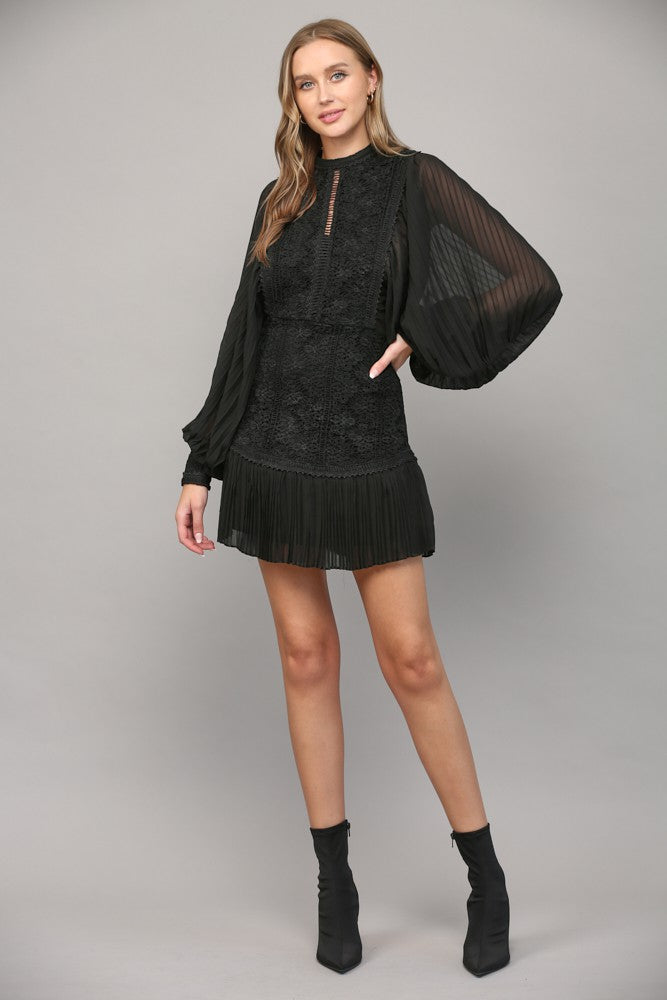 Dark Gray Victoria Lace Mini Dress Mini Dress