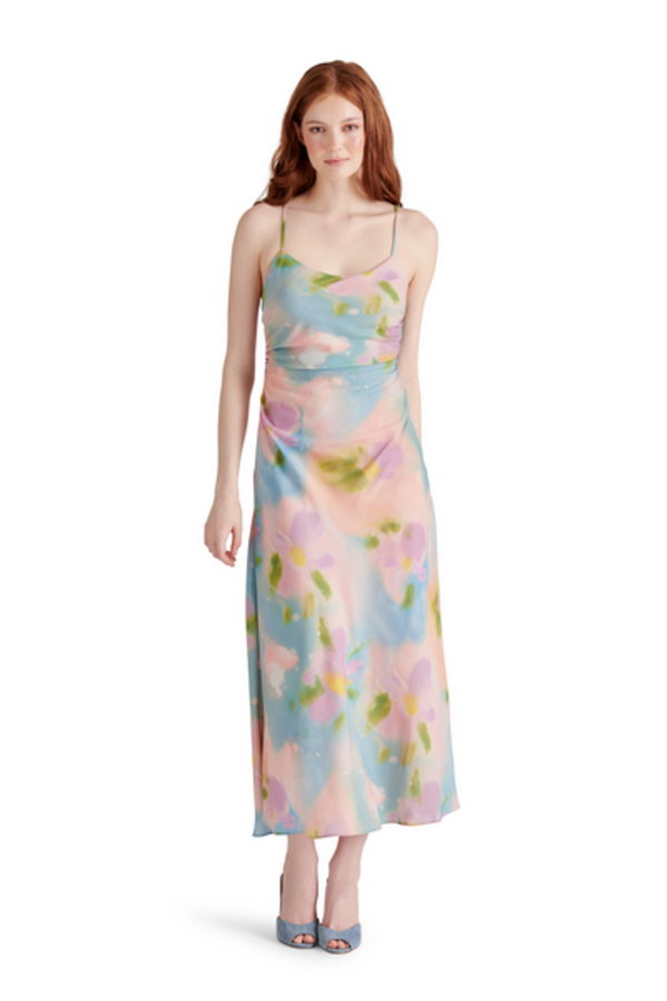 Gray Ibiza Dress in Pink Blossom Maxi Dress