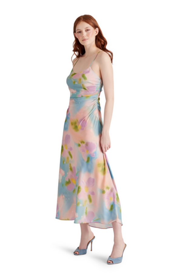 Gray Ibiza Dress in Pink Blossom Maxi Dress