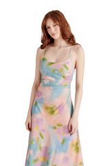 Gray Ibiza Dress in Pink Blossom Maxi Dress