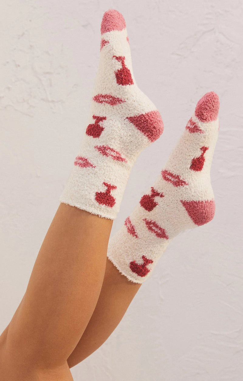 Light Gray Wine Plush Socks Socks