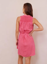 Gray Yoke Smocked Mini Dress Dress