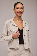 Dark Gray Coco Cut-Off Jean Jacket Jacket