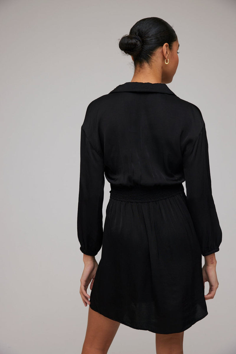 Black Elastic Waist tunic Dress Mini Dress