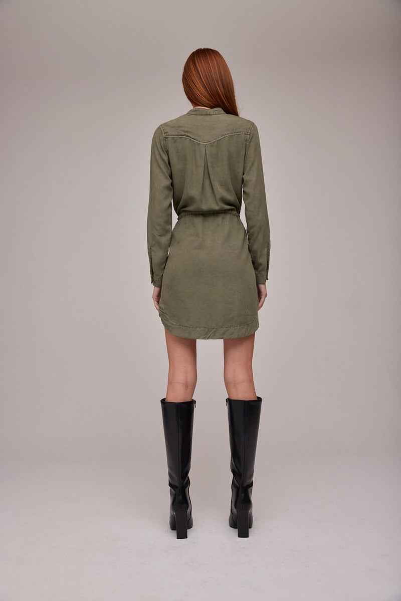 Dark Gray Flap Pocket Shirt Dress Dress