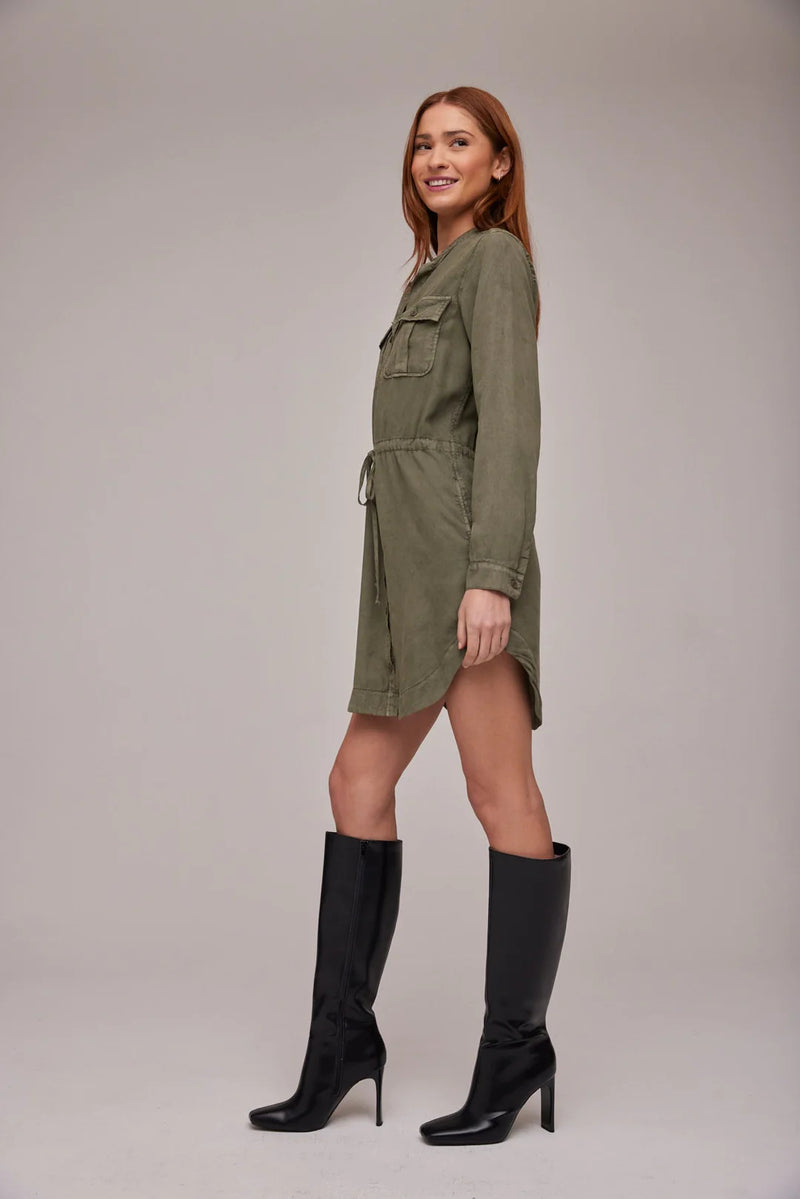 Dark Gray Flap Pocket Shirt Dress Dress