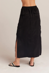 Black Goldie Bellow Pocket Cargo Skirt Midi Dress