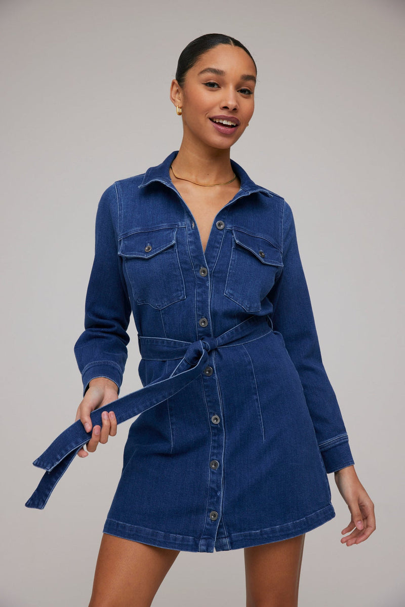 Midnight Blue Kennedy Flap Pocket Shirt Dress Mini Dress